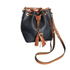 Dooney & Bourke Kendall Crossbody Bucket Bag Navy Blue Pepple Leather